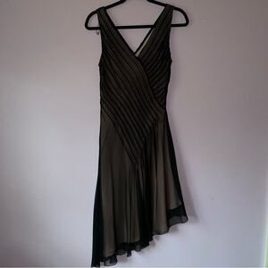 Adrianna Papell Size 10P Silk Midi Dress Asymmetrical Whimsigoth Balletcore Hoco